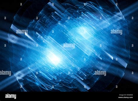 Blue glowing quantum in excited state bursting light, computer generated abstract background, 3D ...