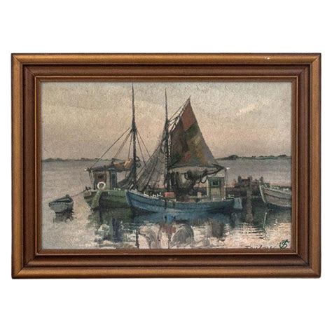 Painting "Fishing boats in the port" For Sale at 1stDibs