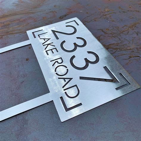 Stainless Steel Address Sign with Stakes | Custom Address Sign | Yard Address Sign