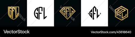 Initial letters gfl logo designs bundle Royalty Free Vector