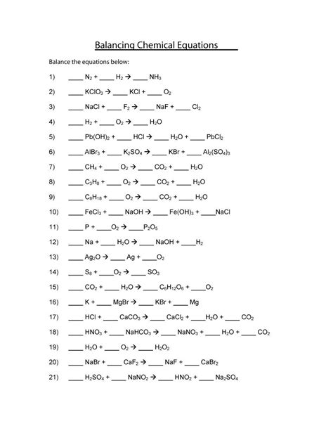 Balancing Chemical Equations Worksheet With Answers Grade 10 — db-excel.com