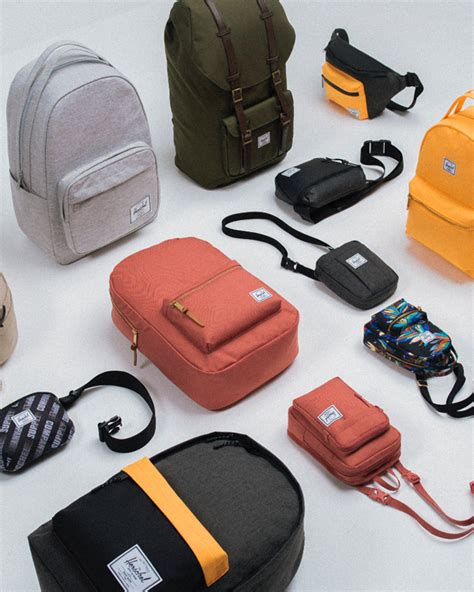 A collection of Herschel bags in new seasonal colors