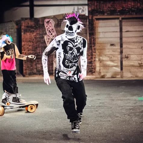 darby allin skateboarding with skull facepaint through | Stable ...