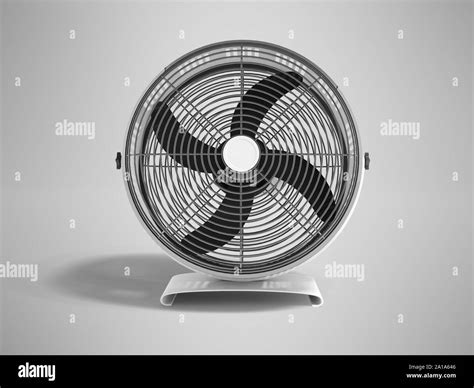 Large fan for large metal buildings with a black propeller 3d render on gray background with ...