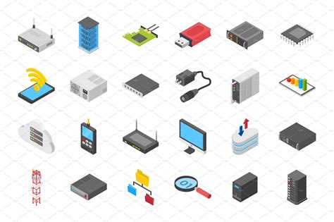 60 Networking Isometric Icons | Isometric, Network icon, Create digital ...