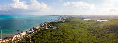 Cancun Mexico, Punta Sam Beach Aerial Stock Photo | Adobe Stock