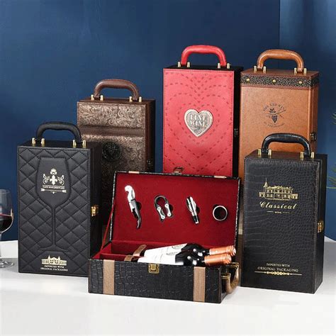 Leather-High-grade-Red-Wine-Box-750ml-Double-Bottles-Wood-Wine ...