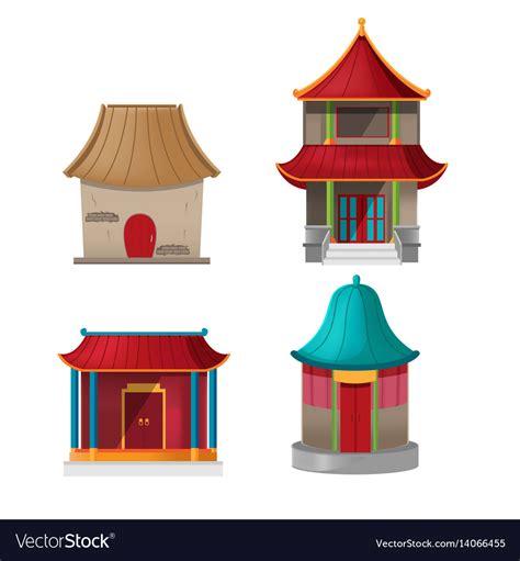 China house design collection set Royalty Free Vector Image