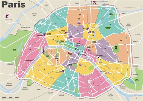 Paris France map of attractions - Paris main attractions map (Île-de ...