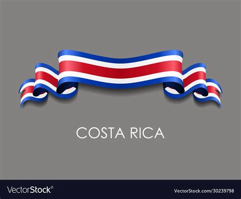 Costa Rican wavy flag ribbon on gray background. Vector illustration ...