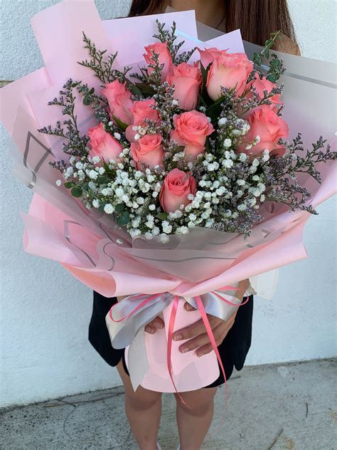 12 Fresh Pink Roses Bouquet | I DO Flowers & Gifts