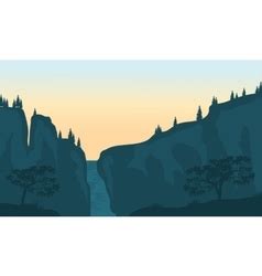 View waterfall of silhouette Royalty Free Vector Image