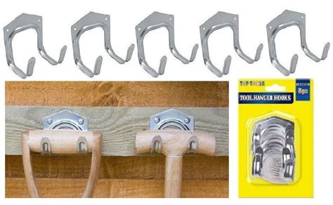 5 x Tool Storage Hooks Garden Workshop Garage Shed Double Arm Tools ...