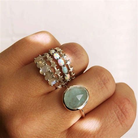 Sterling Silver Semi Precious Stone Ring Aquamarine By Carrie Elizabeth ...