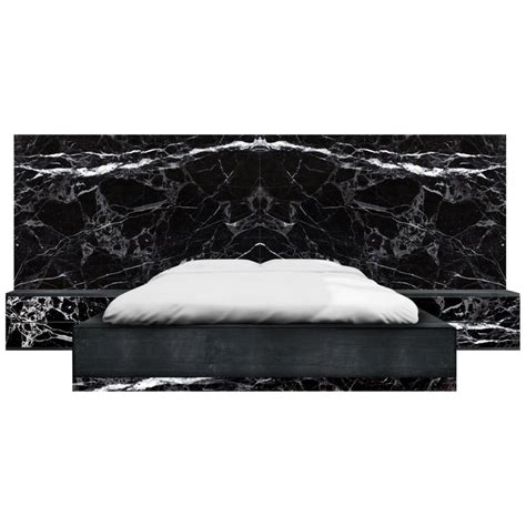 Contemporary Dettifoss Marble Edition Bed Frame, Black, Brass, Marble ...