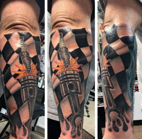 40 Checkered Flag Tattoo Ideas For Men - Racing Designs