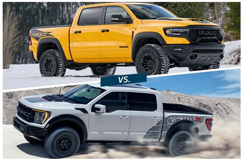 Compared: 2023 Ram 1500 TRX vs. 2023 Ford F-150 Raptor R | Capital One Auto Navigator