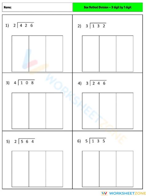 Box Method Division Worksheet