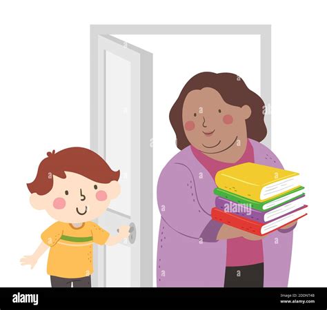 Ilustración de un niño que sostiene la puerta abierta Para la Maestra ...