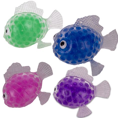 Trendy Squishy Squashy Fish Jelly Beads 3" Novelty Toy, Assorted, 4 ...