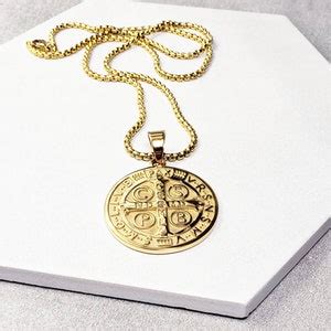 Men's saint BENEDICT Medallion Necklace - Etsy