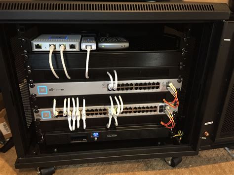 My current setup, a CyberPower Carbon 12U cabinet with Ubiquiti Unfi ...