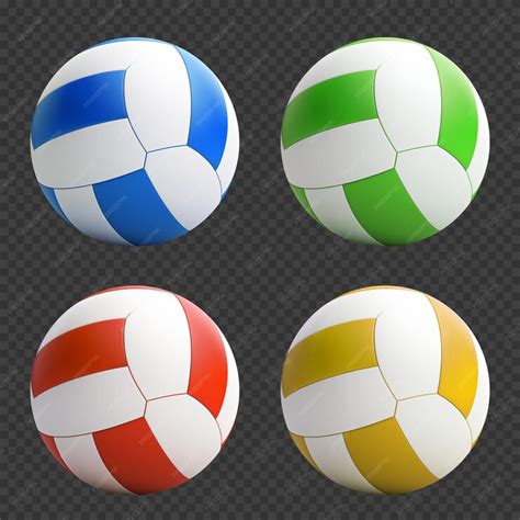 Premium PSD | Different Color Volleyball Ball Set Isolated on Transparent Background