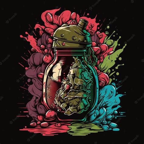 Premium Photo | A drawing of a jar with a brain in it.