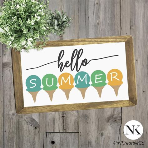 Hello Summer SVG Ice Cream SVG Summer SVG Ice Cream Wood - Etsy Canada ...