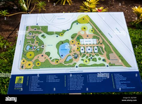 An outdoor map showing the layout of the Miami Beach Botanical Garden ...