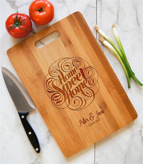 Personalized Cutting Board with handle, Engraved cutting board, Bamboo ...