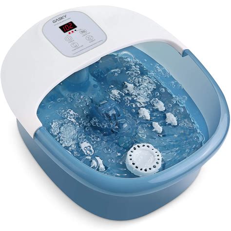 Foot Spa Bath Massager with Heat Bubbles Vibration, 14 Shiatsu Massaging Rollers to Relax Tired ...