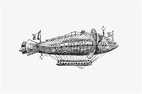 Vintage Victorian style airship engraving. | Free Photo Illustration - rawpixel