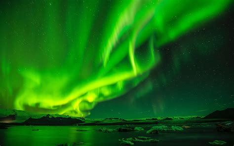 Tapete Nordlichter, Aurora, Himmel, Sternenhimmel, Nacht, Green HD: Widescreen: High Definition ...