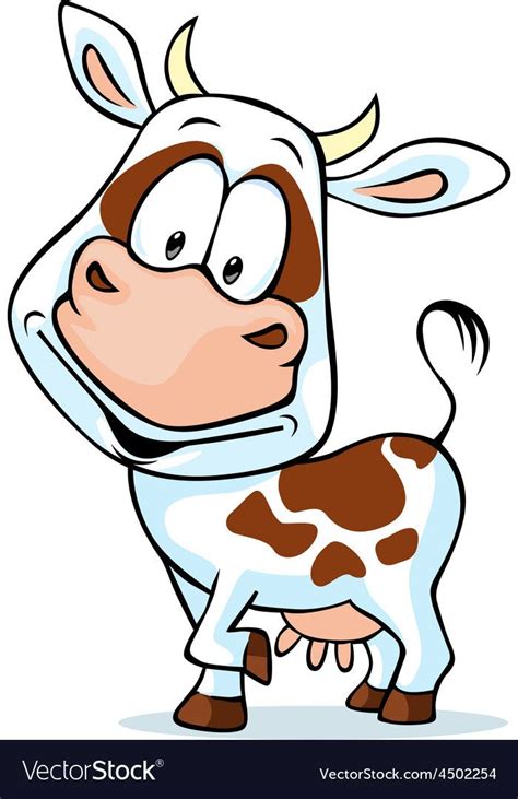 Funny cow cartoon - isolated on white background Vector Image , #SPONSORED, #cartoon, #isolated ...