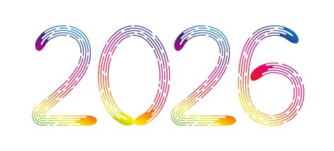 New Year 2026 from rainbow gradient dotted lines on white background ...