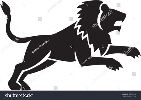 Illustration Lion Silhouette Jumping Viewed Side Stock Vector (Royalty ...