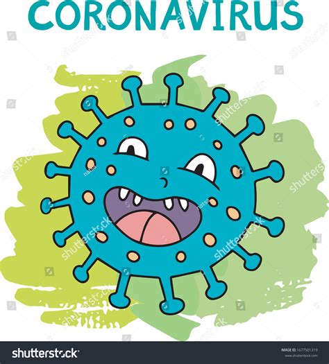 Funny Cartoon Drawing Coronavirus Cell Perfect Stock Vector (Royalty ...