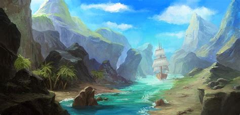 Tropical Island | Fantasy art landscapes, Island art, Tropical illustration