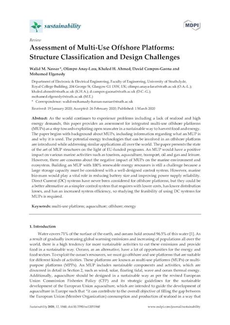 (PDF) Assessment of Multi-Use Offshore Platforms: Structure ...