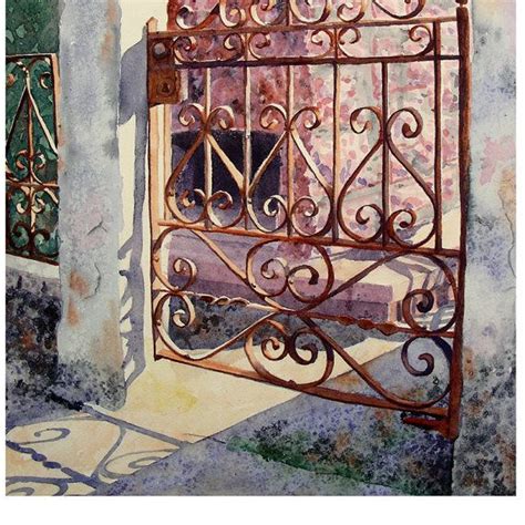 Iron Gate Art Original Watercolor Painting by WatercolorByMuren, $175.00 | Barandas, Ventanas ...