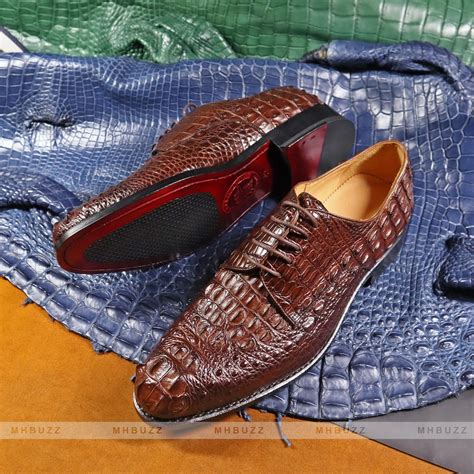 Brown Alligator Mens Derby Shoes, Alligator Mens Dress Shoes Leather ...