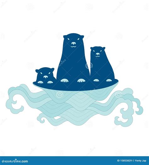 Sea Otter Family stock vector. Illustration of otter - 15853829