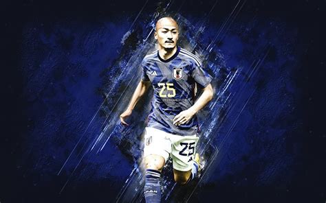 Download Daizen Maeda, Japan national football team, portrait, Japanese football player, blue ...