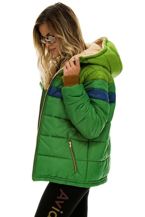 UNISEX TREKKER HOODED PUFFER JACKET - KELLY GREEN // SEA - Aviator ...