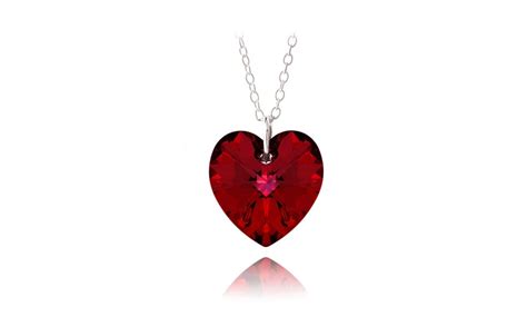 Up To 83% Off on Ruby Red Heart Pendant Neckla... | Groupon Goods