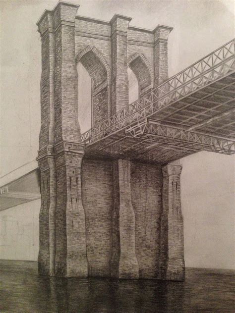 Brooklyn Bridge - pencil drawing - Dreams of an Architect