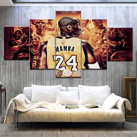 24 Kobe Bryant Basketball Player – Sport 5 Panel Canvas Art Wall Decor – Canvas Storm