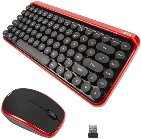 Wireless Keyboard and Mouse Modern Retro UK Layout - Compact Bluetooth Mouse and Keyboard, 2 ...