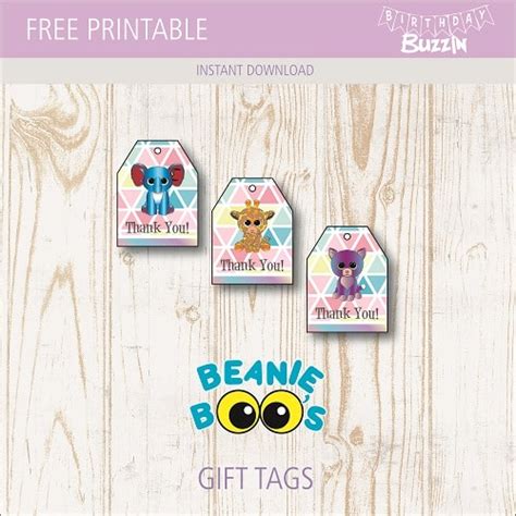 Beanie Boo Tag Printable